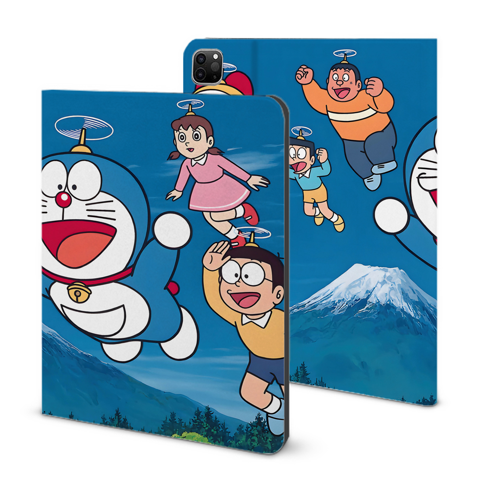 （画像用） ドラえもん Doraemon IPad ケース ブック型 PUレザー TPU 耐衝撃 軽量 薄型 ペン収納なし 全面保護 IPad 各モデル対応